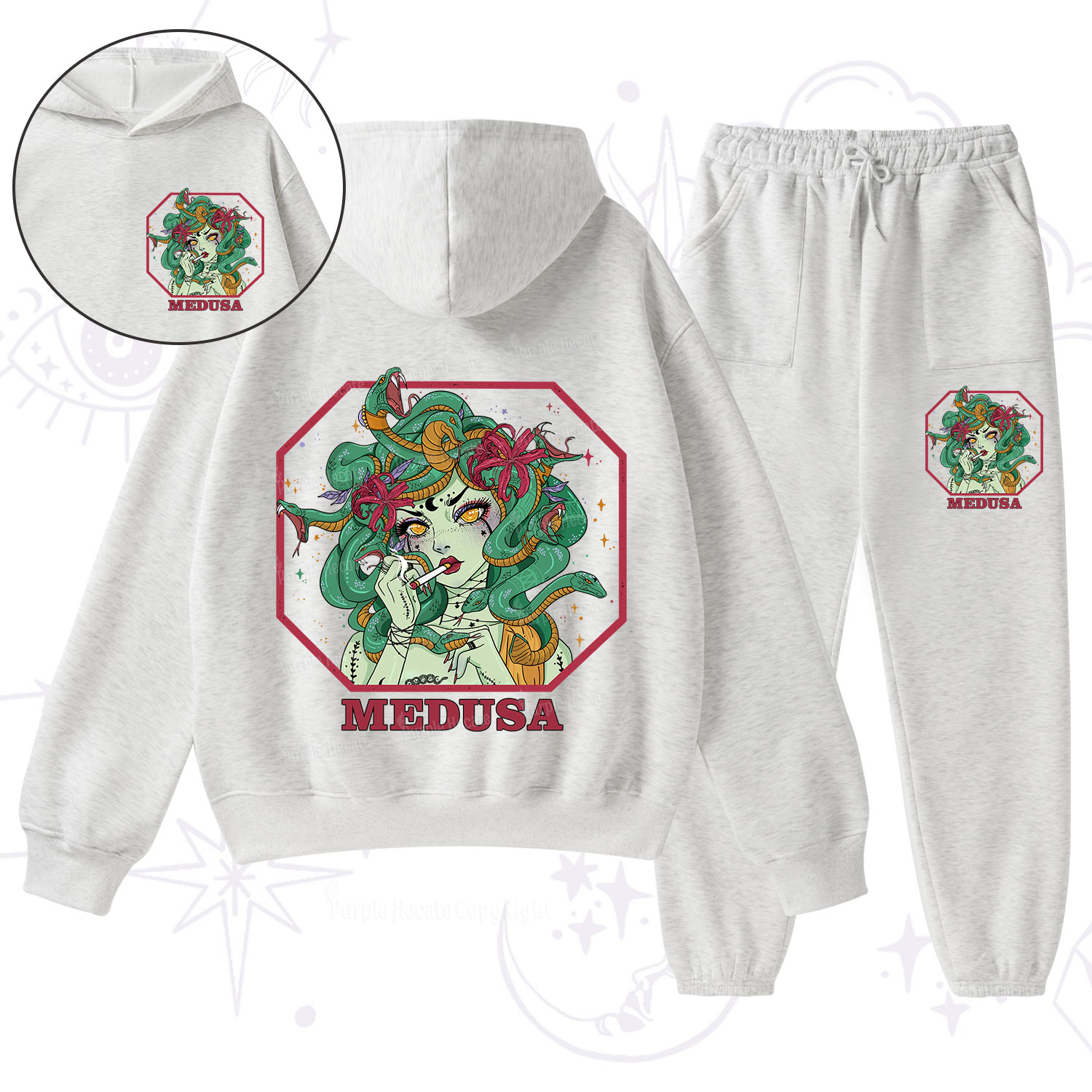 Purplehecate The Greek Goddess Medusa Fleece Hoodie Suit