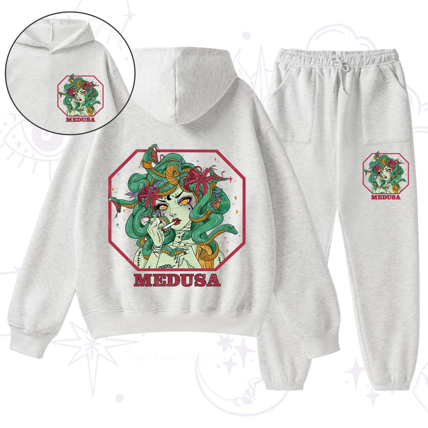 Purplehecate The Greek Goddess Medusa Fleece Hoodie Suit