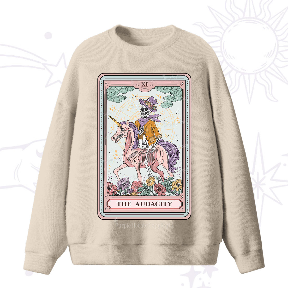 Purplehecate The Audacity Tarot Card Fuzzy Ugly Sweater