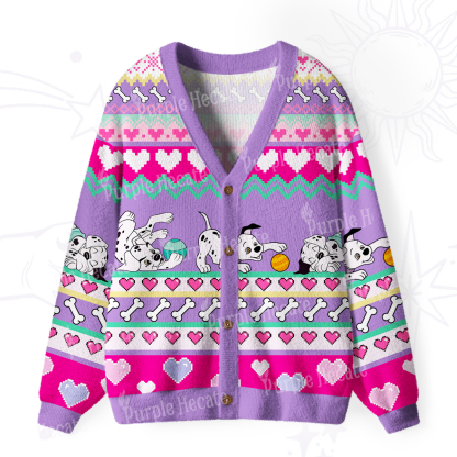 Purplehecate Dalmatian Playtime Ugly Cardigan Sweaters