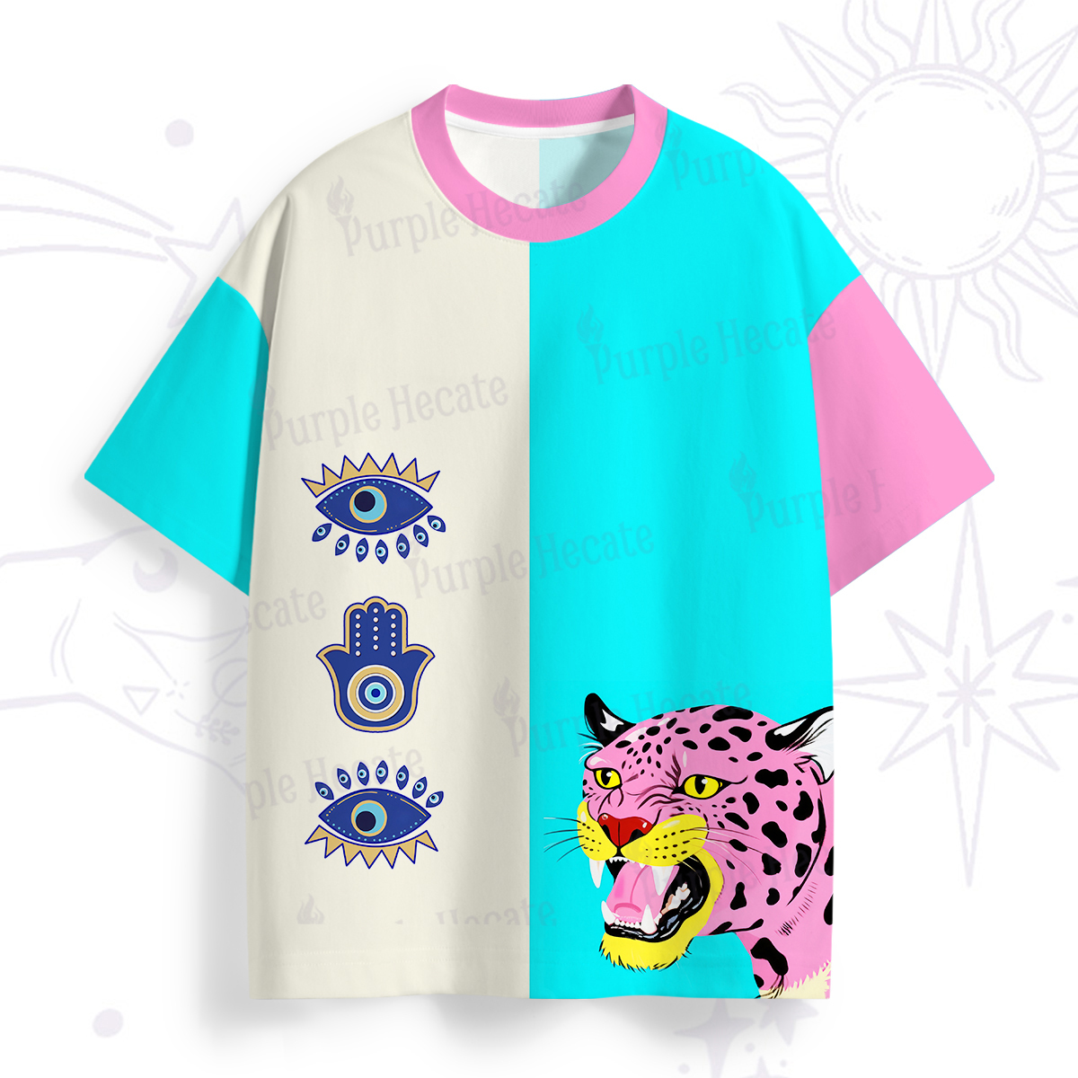 Purplehecate Savage Leopard Evil Eye All Over Print T-Shirt