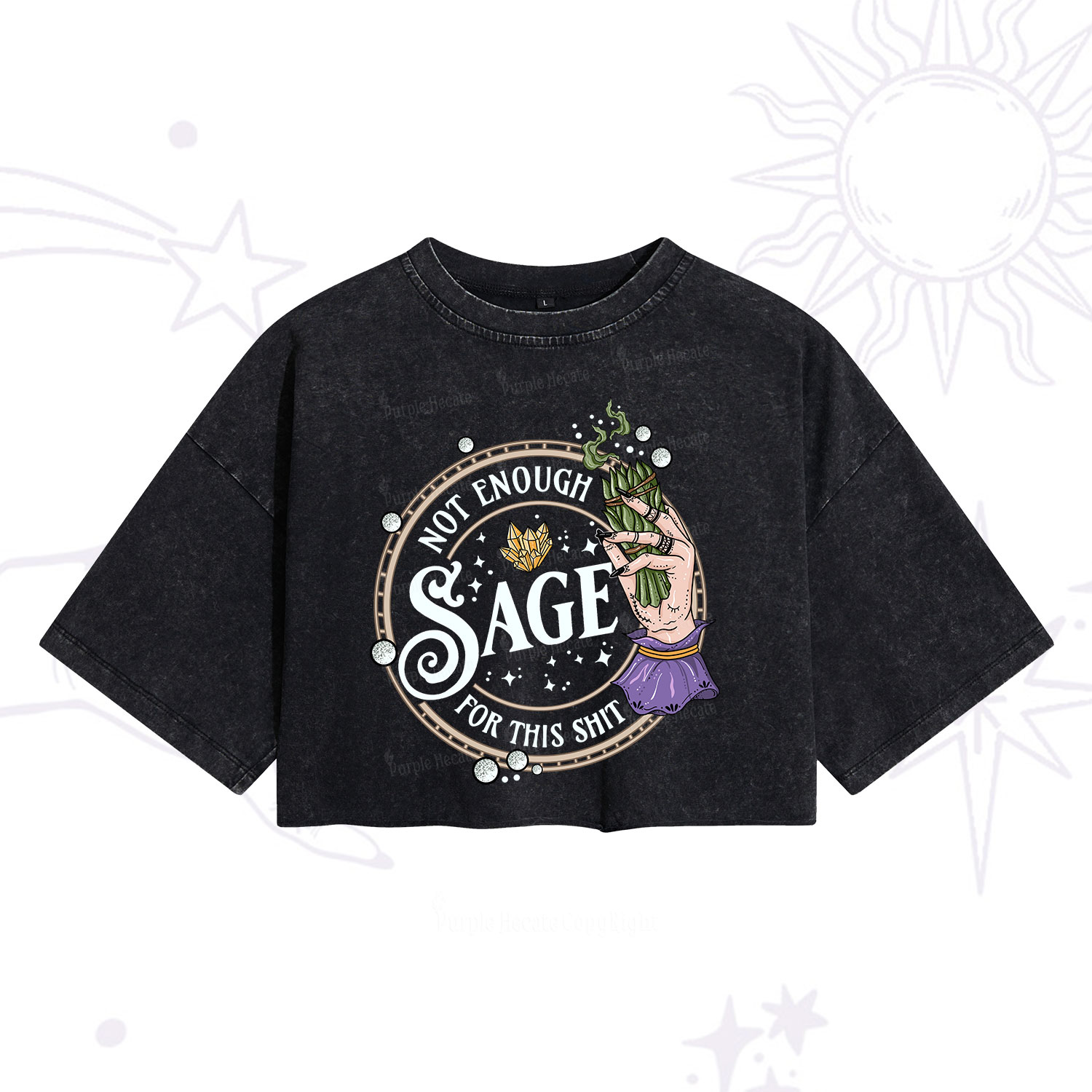 Purplehecate Not Enough Smudge for This Shit Washed Cropped T-Shirt