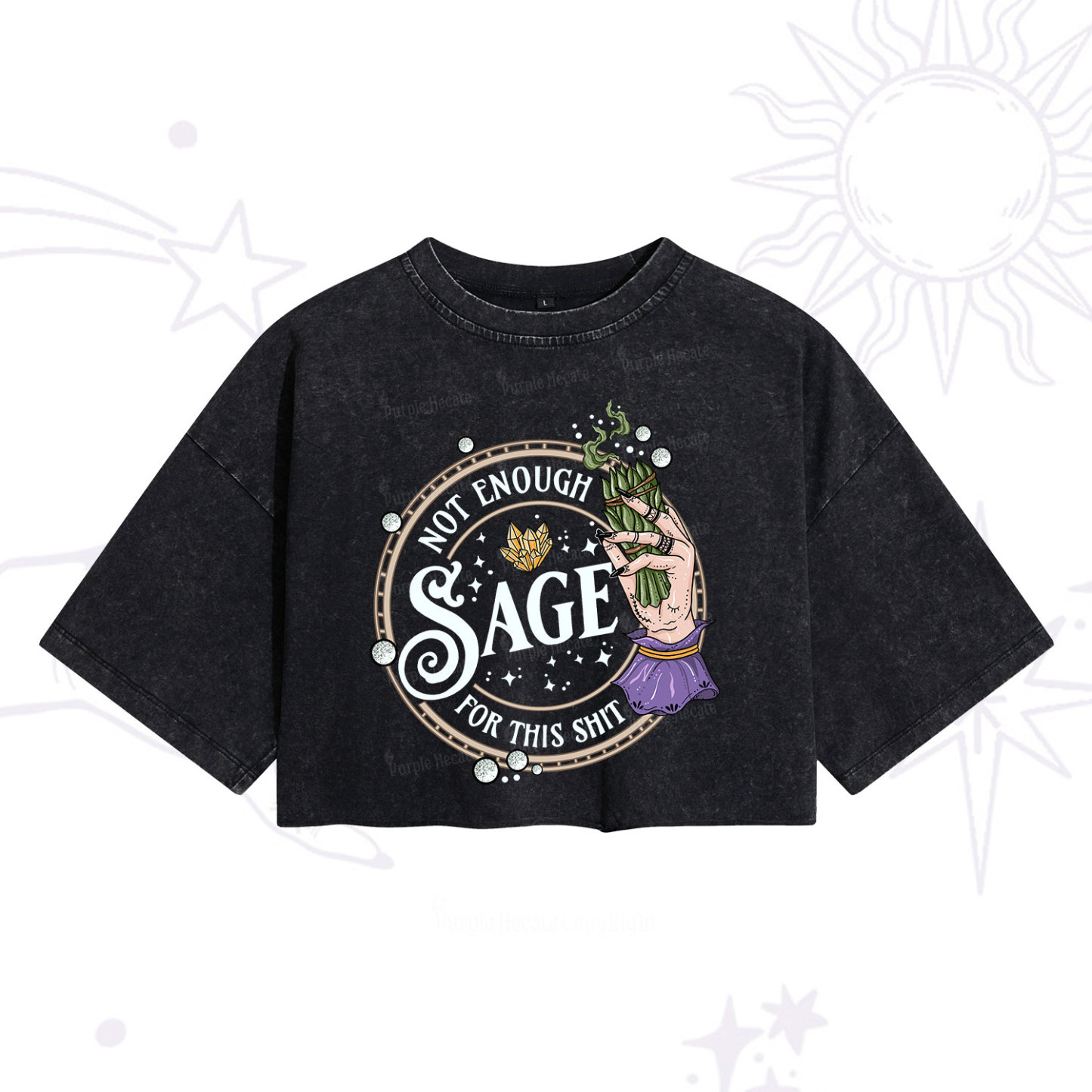 Purplehecate Not Enough Smudge for This Shit Washed Cropped T-Shirt