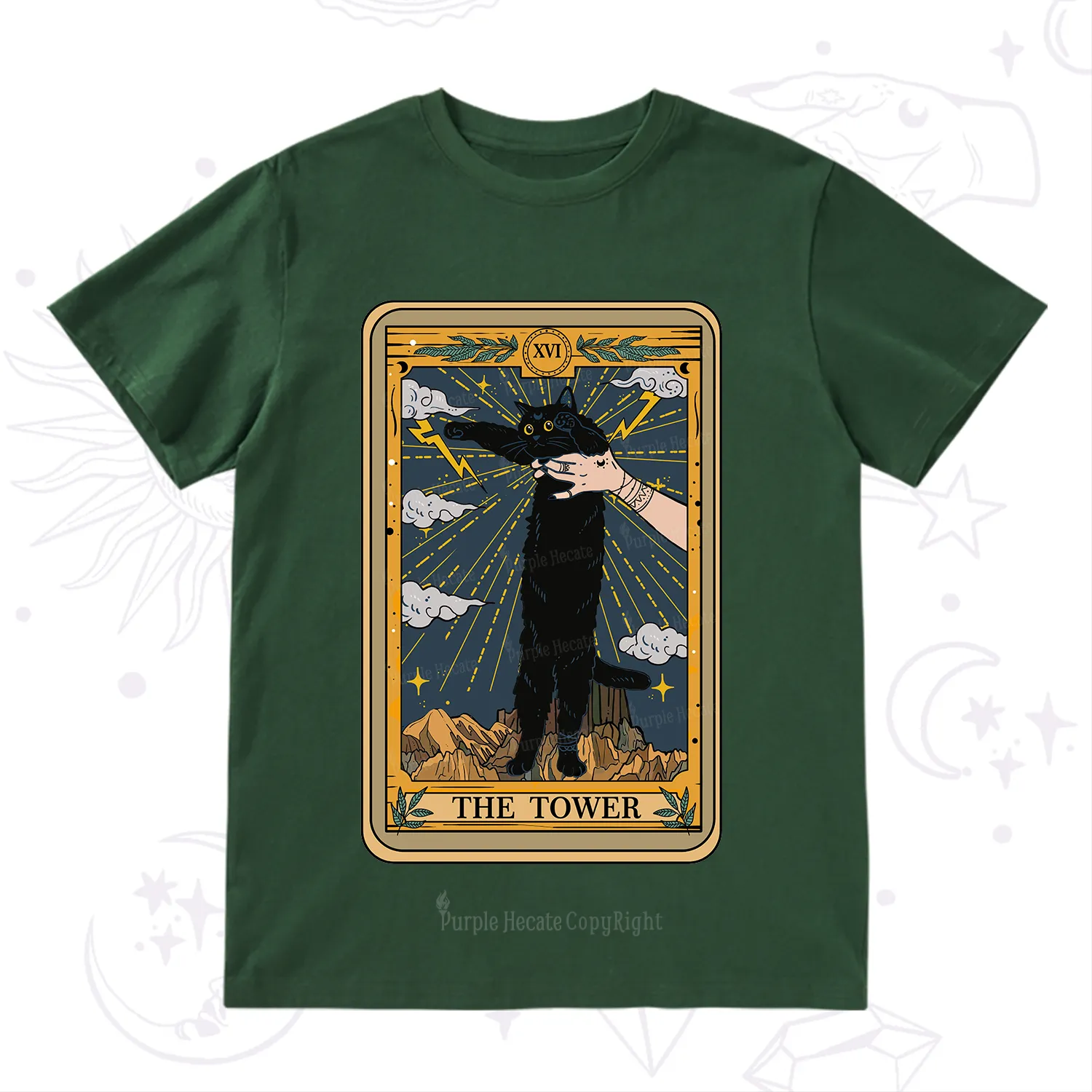 Purplehecate The Tower Cats Tarot T-Shirt