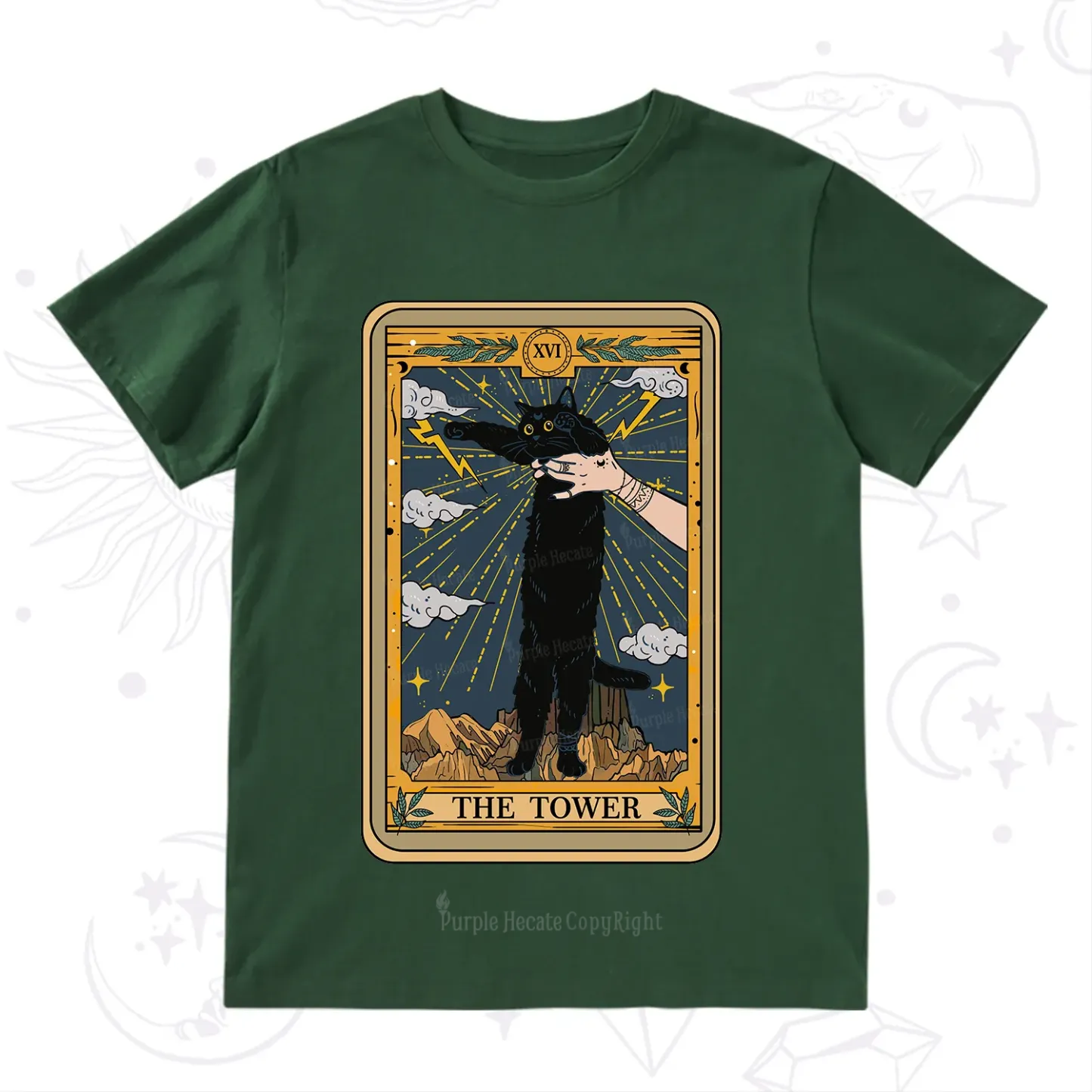 Purplehecate The Tower Cats Tarot T-Shirt