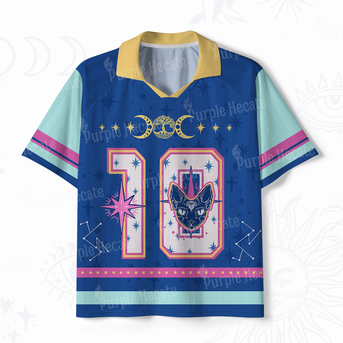 Purplehecate No.10 The Fortune Cat Polo Collar Unisex Jersey