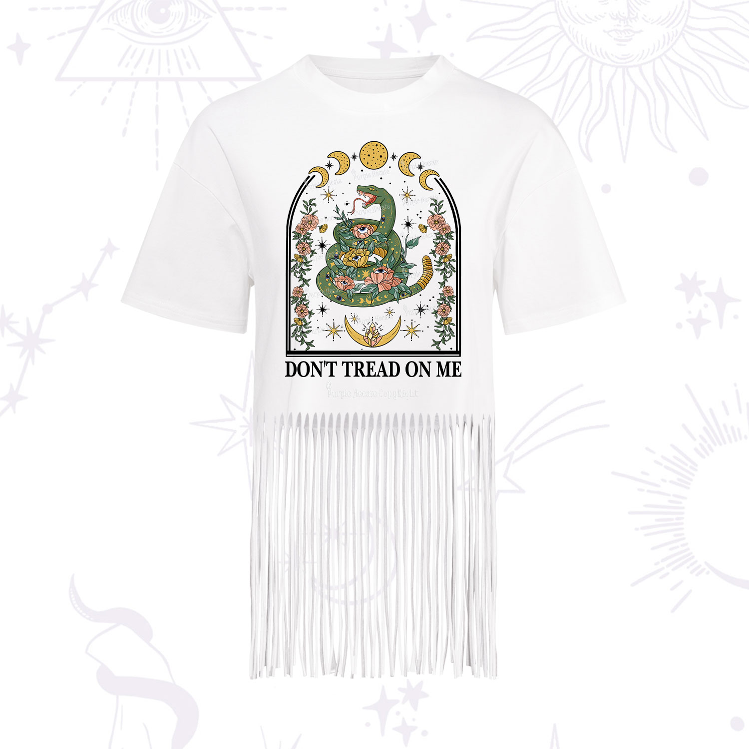 Purplehecate Don't Tread On Me Fringe Hem T-Shirt