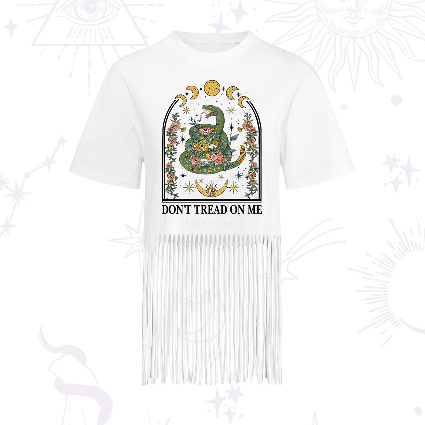 Purplehecate Don't Tread On Me Fringe Hem T-Shirt