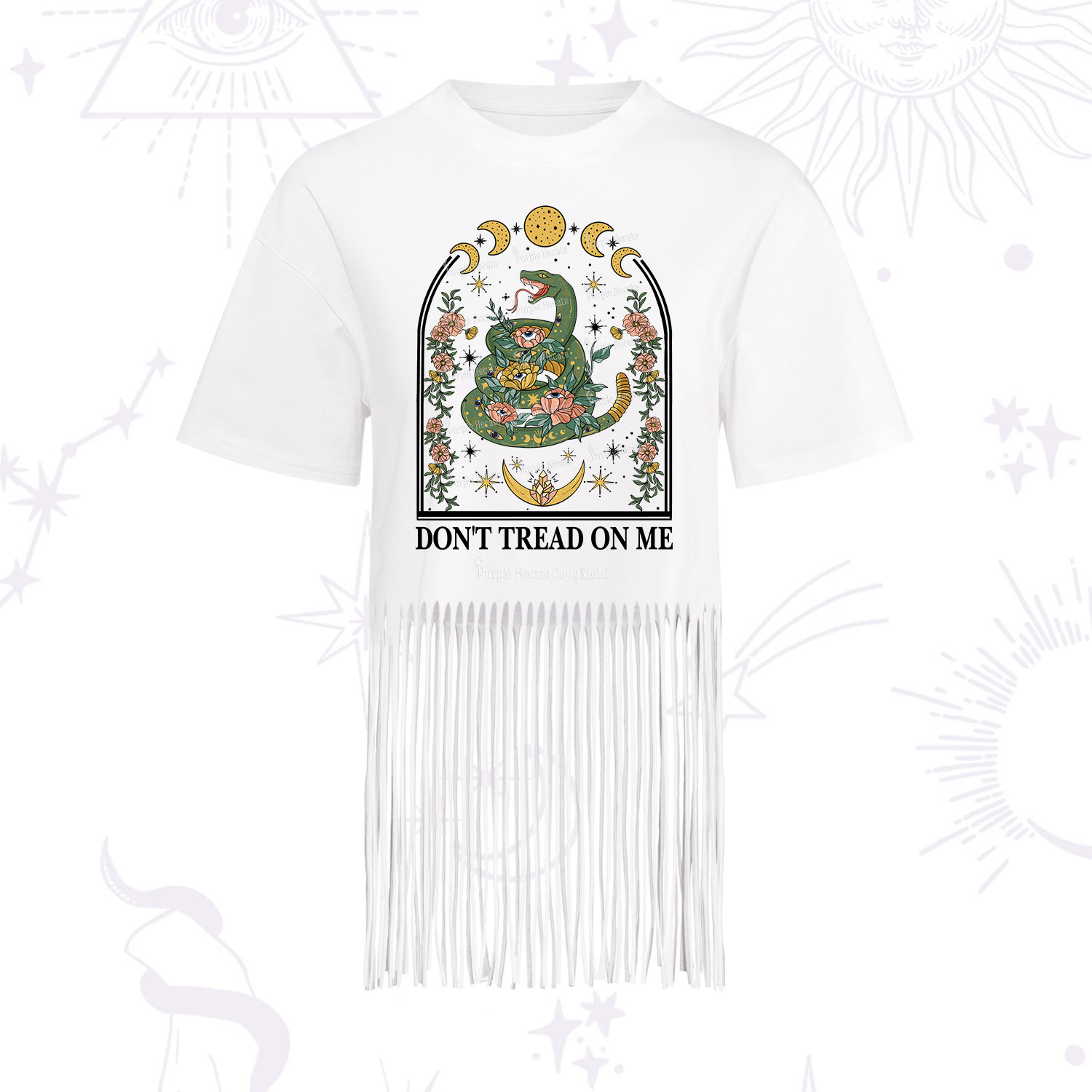 Purplehecate Don't Tread On Me Fringe Hem T-Shirt