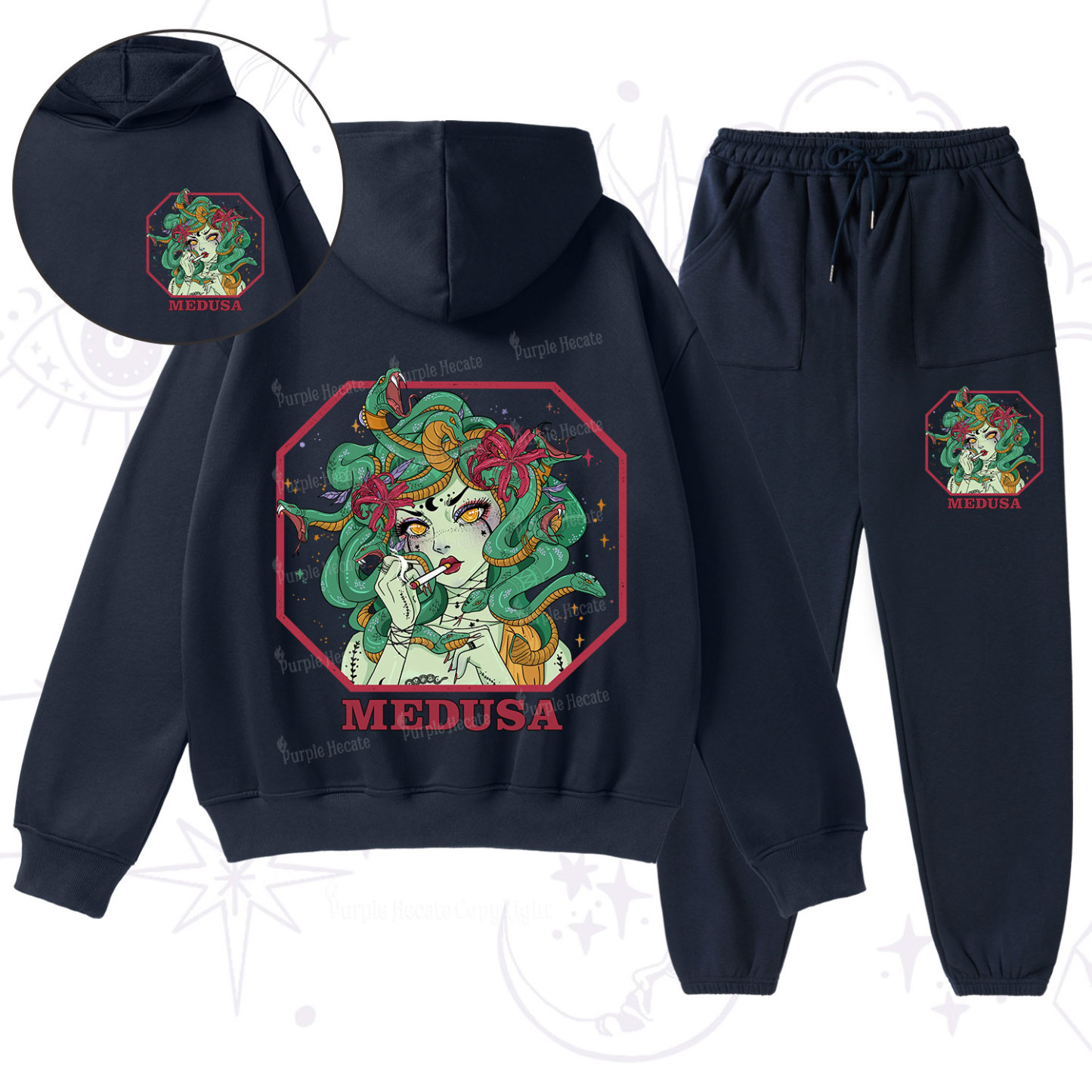 Purplehecate The Greek Goddess Medusa Fleece Hoodie Suit