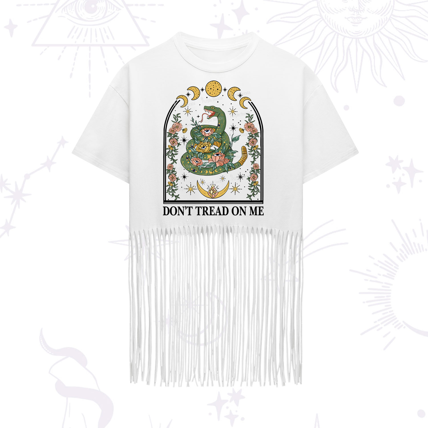 Purplehecate Don't Tread On Me Fringe Hem T-Shirt