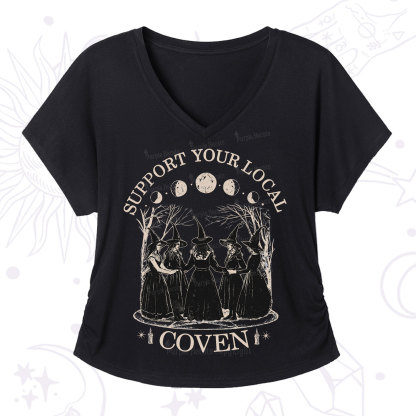 Purplehecate Support Your Local Coven V-Neck T-Shirt