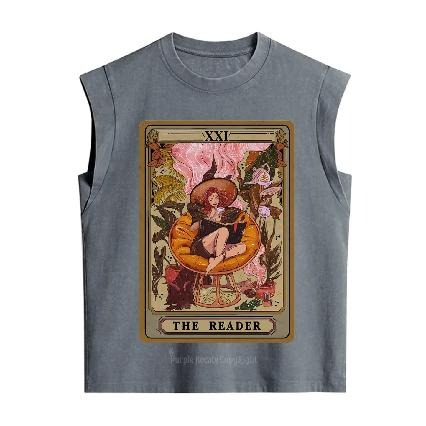 Purplehecate The Reader Tarot Card Vintage Washed Tank