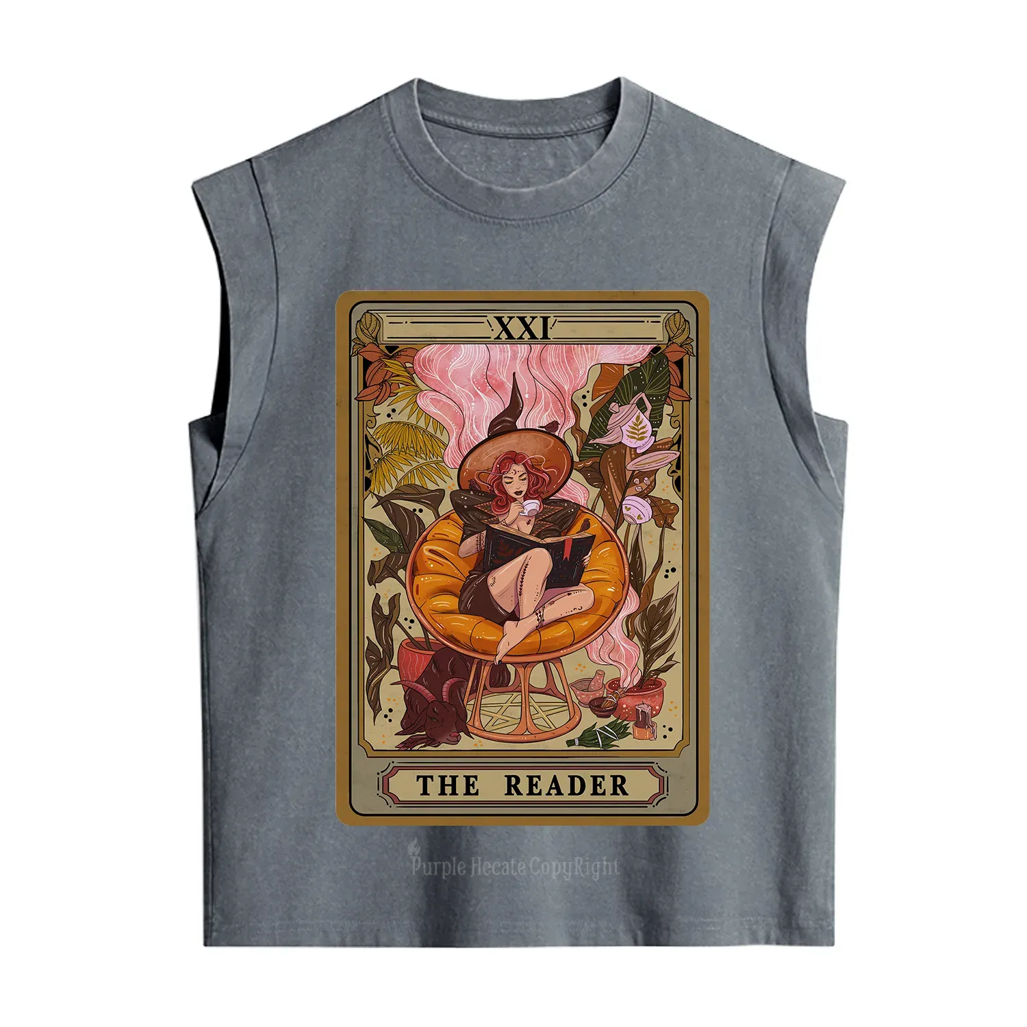 Purplehecate The Reader Tarot Card Vintage Washed Tank