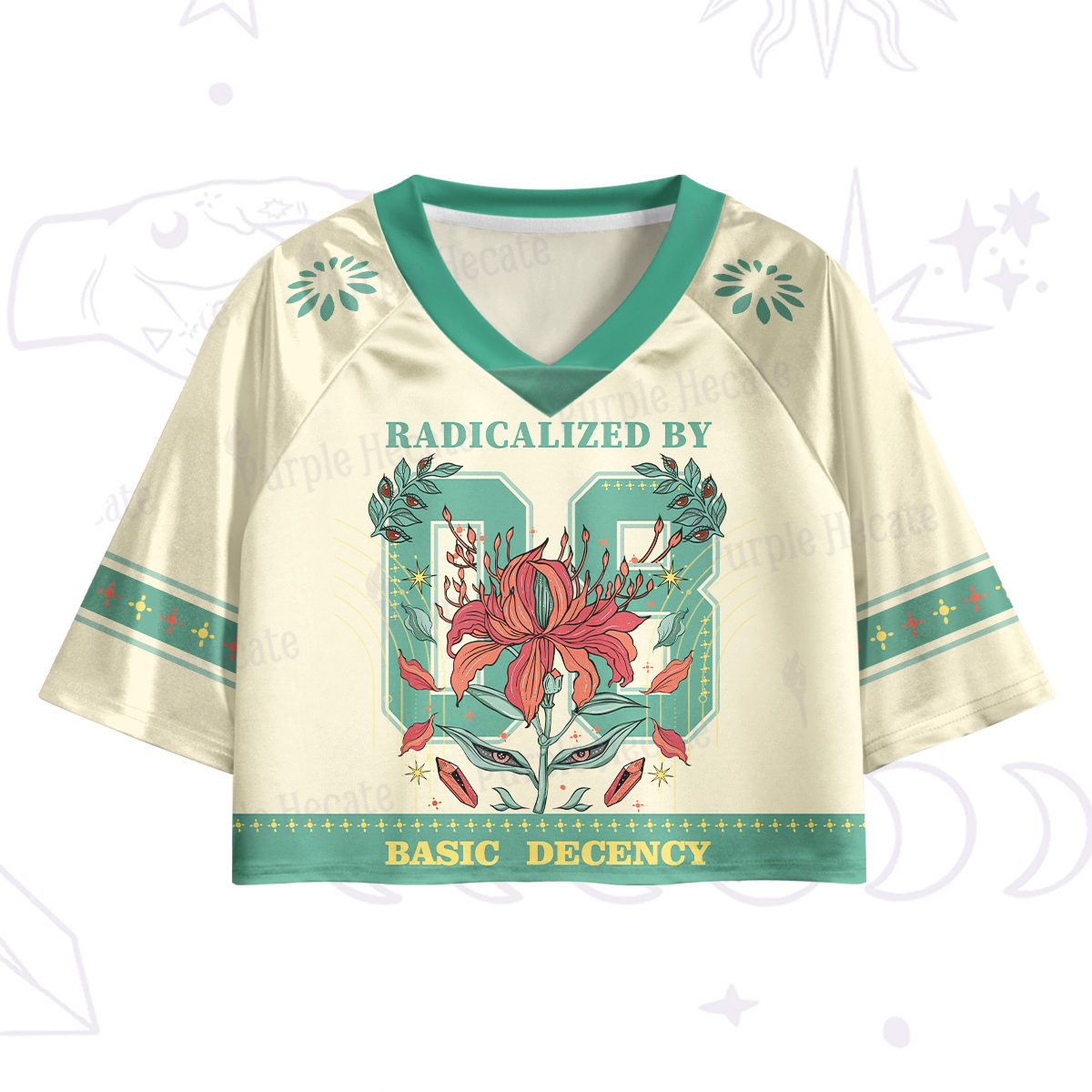 Purplehecate Radicalized By Basic Decency Crop Jersey Top