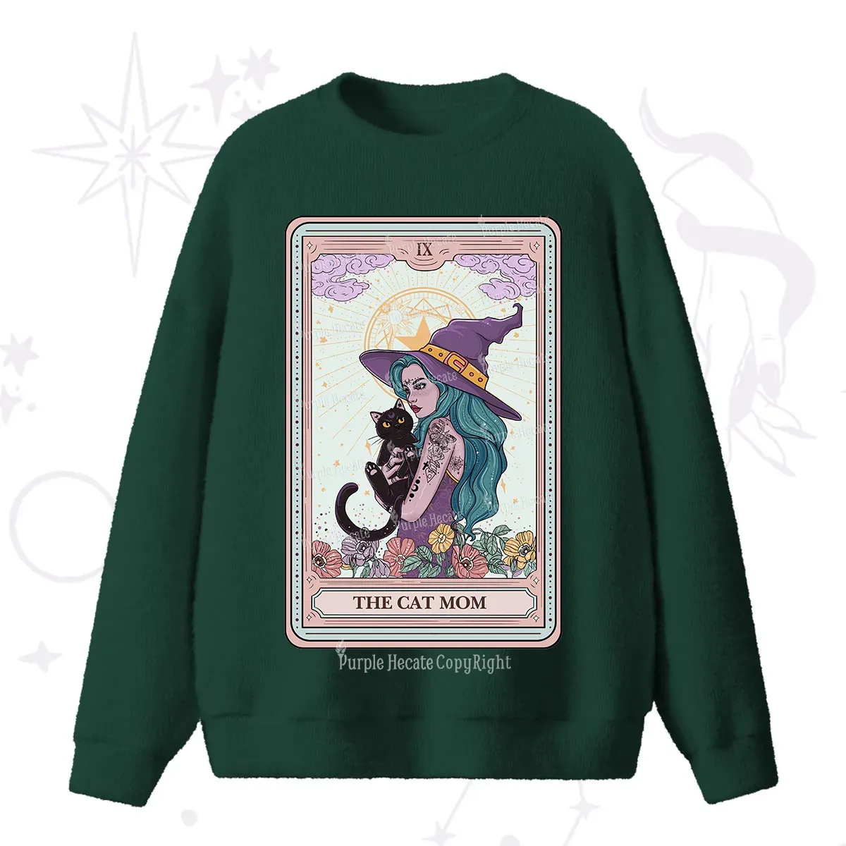 Purplehecate The Gothic Cat Mom Tarot Fuzzy Ugly Sweater