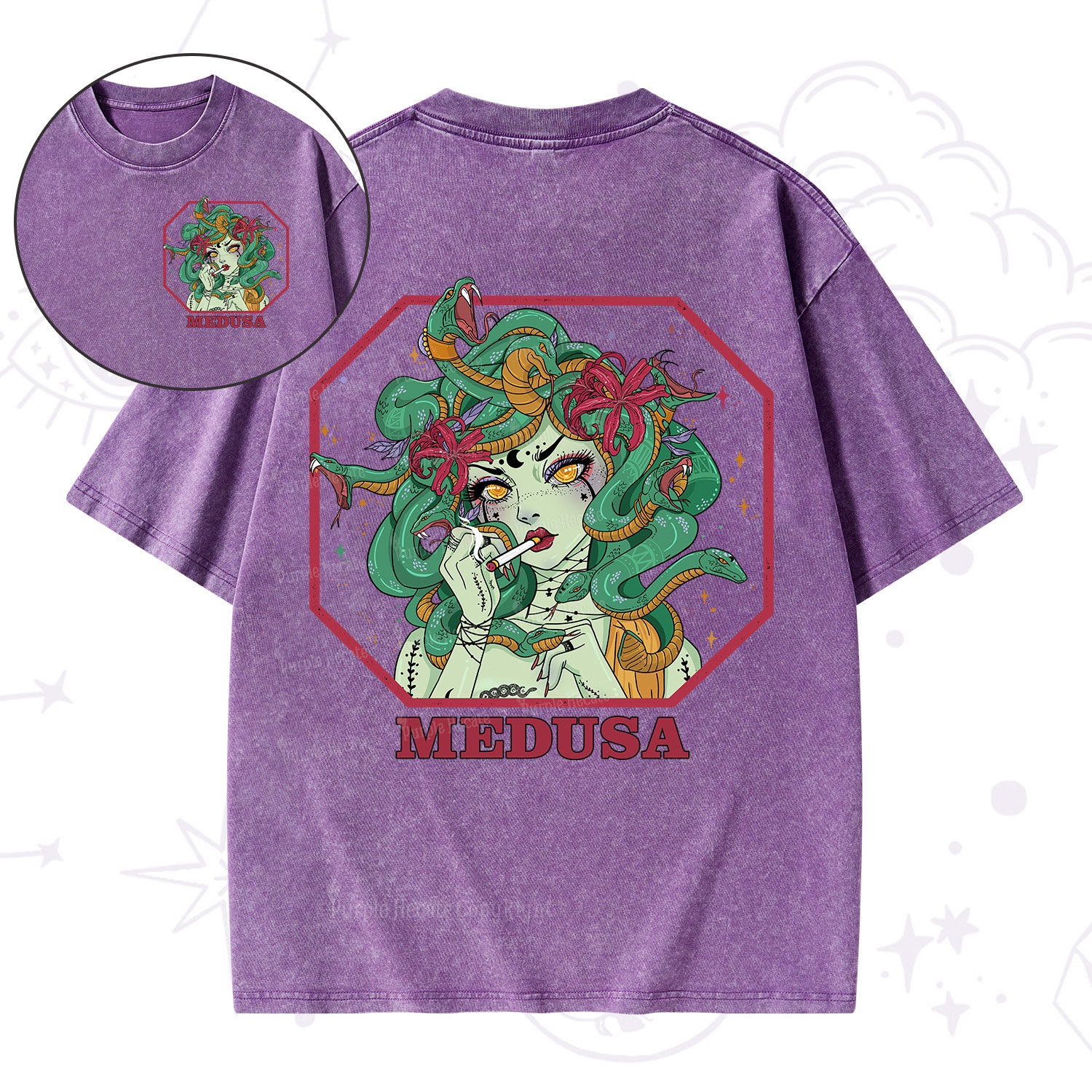 Purplehecate The Greek Goddess Medusa Washed T-Shirt