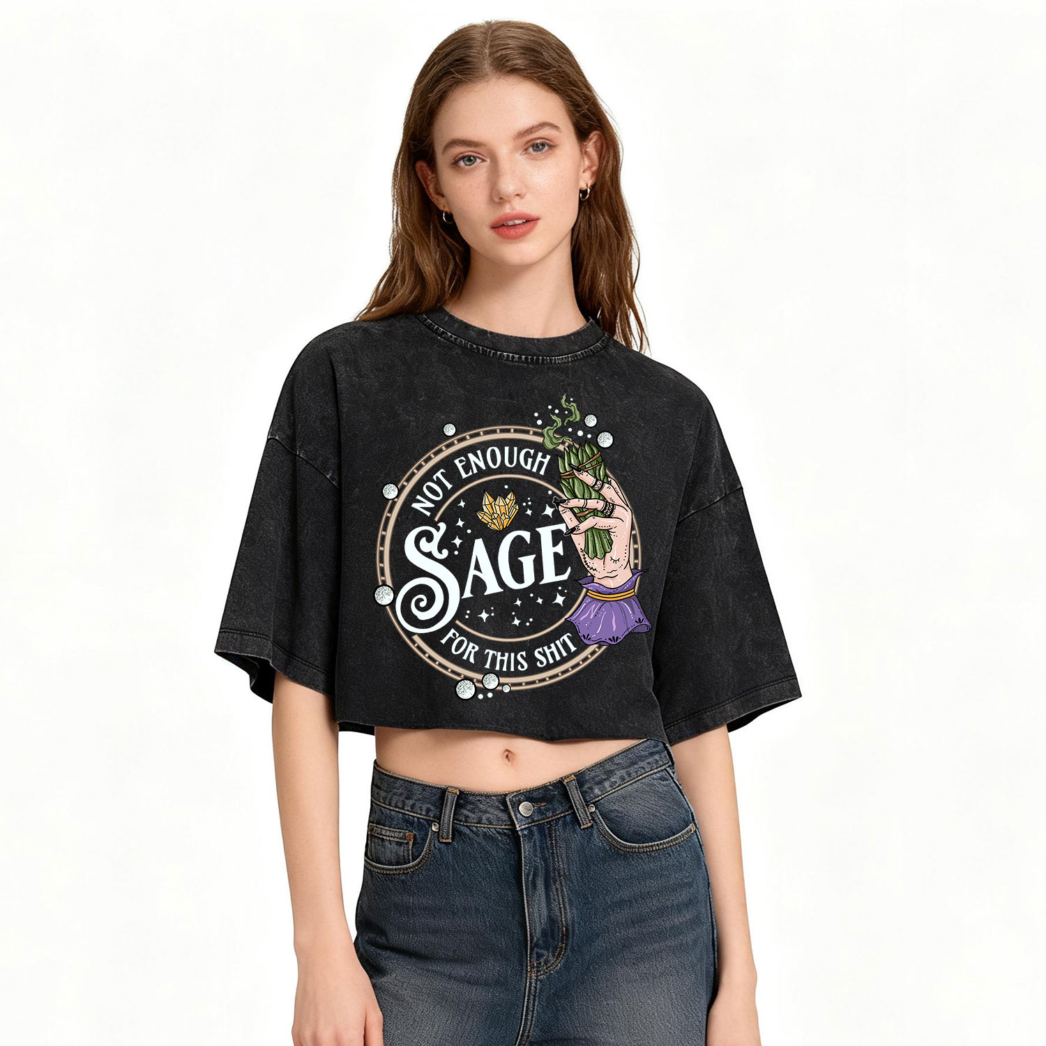 Purplehecate Not Enough Smudge for This Shit Washed Cropped T-Shirt