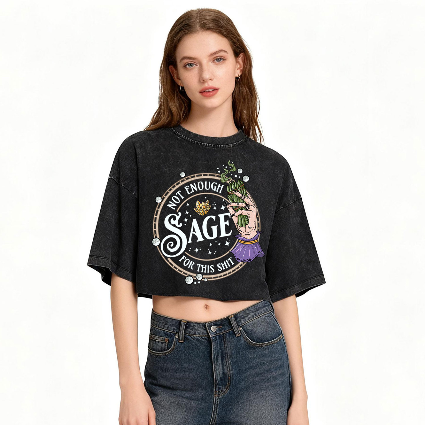 Purplehecate Not Enough Smudge for This Shit Washed Cropped T-Shirt