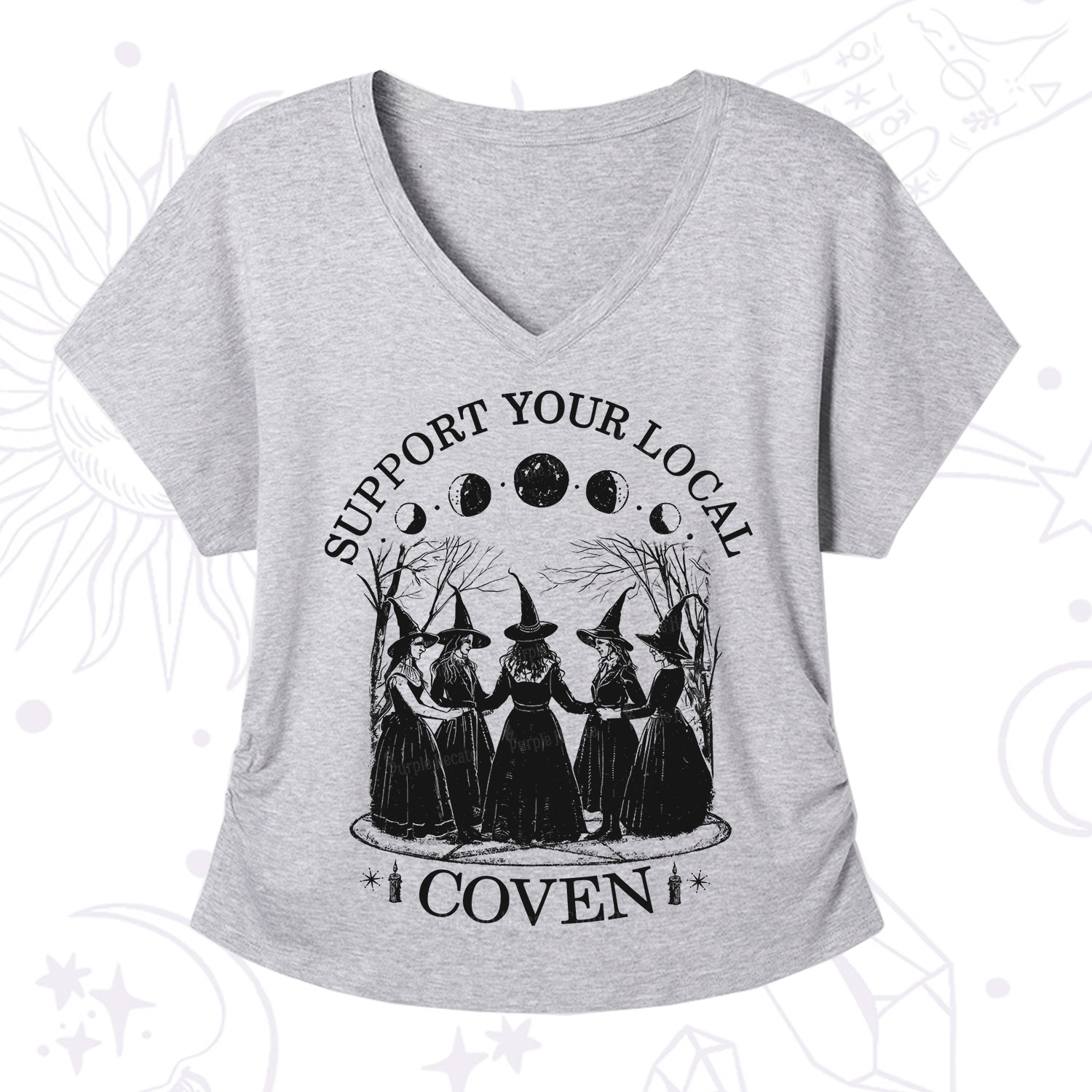 Purplehecate Support Your Local Coven V-Neck T-Shirt