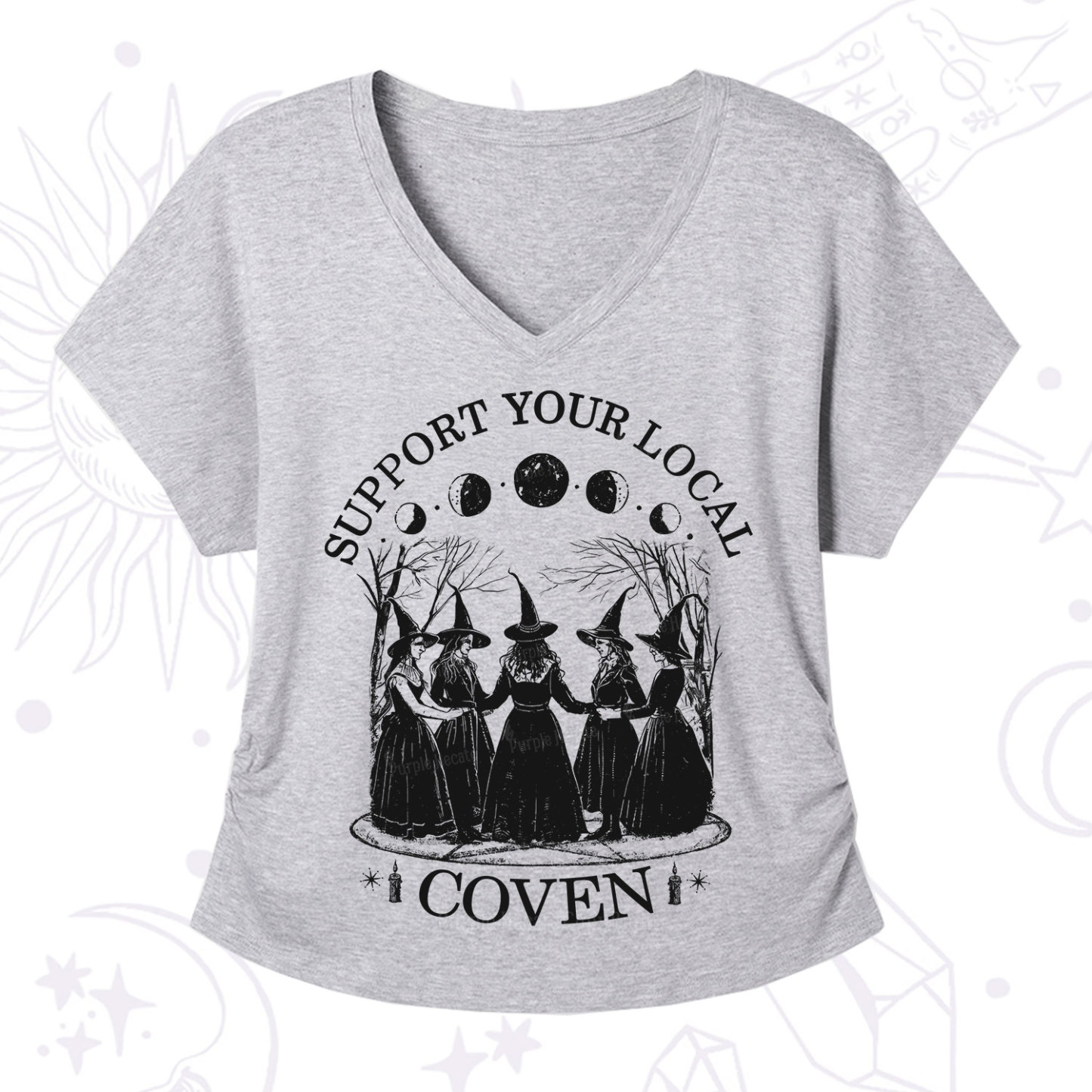 Purplehecate Support Your Local Coven V-Neck T-Shirt