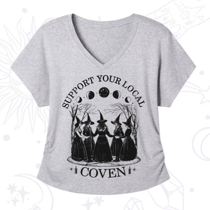 Purplehecate Support Your Local Coven V-Neck T-Shirt