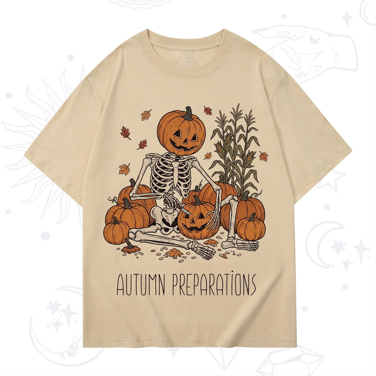 Purplehecate Autumn Preparations Pumpkin Skeleton T-Shirt