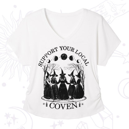 Purplehecate Support Your Local Coven V-Neck T-Shirt