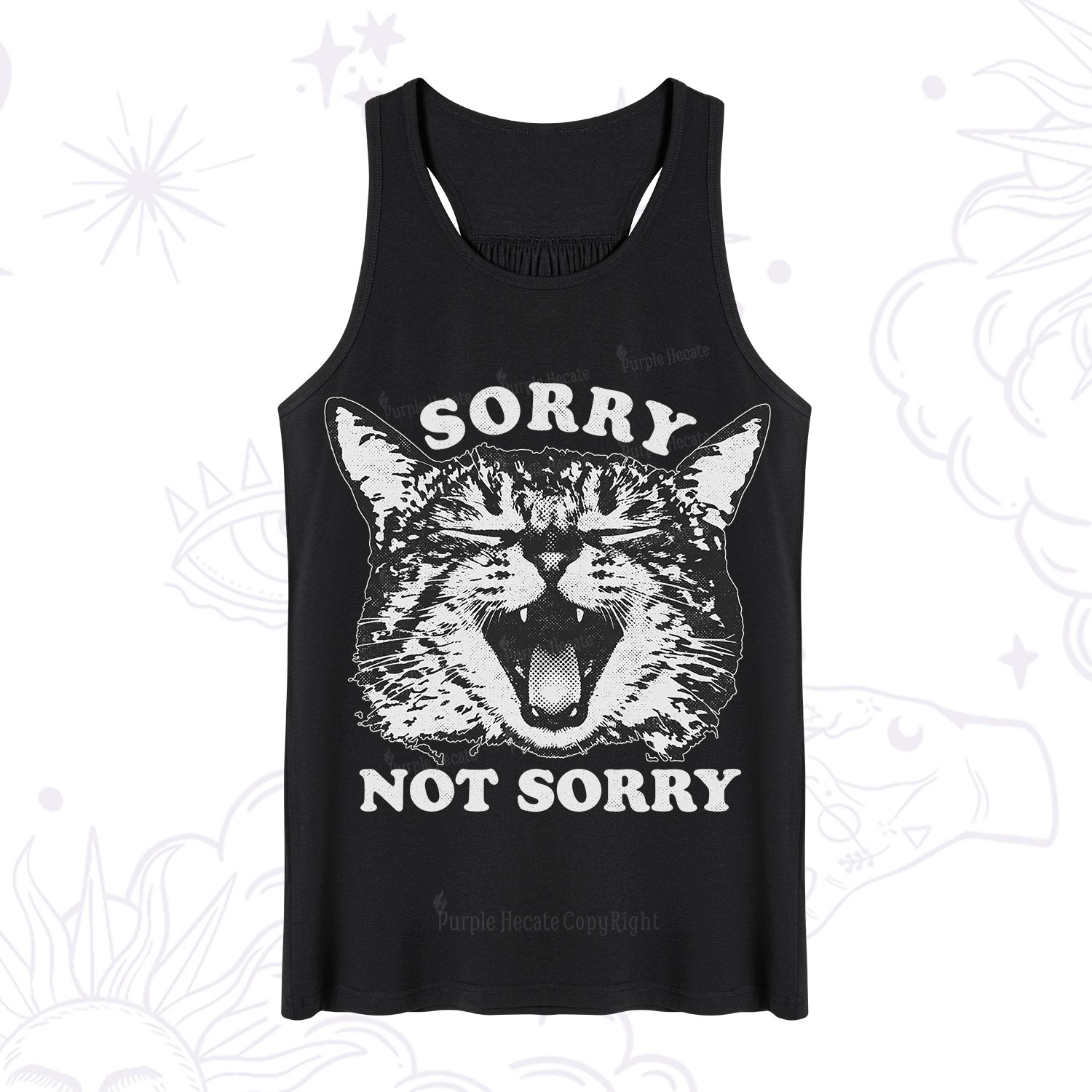 Purplehecate Sorry Not Sorry Funny Cat Tank