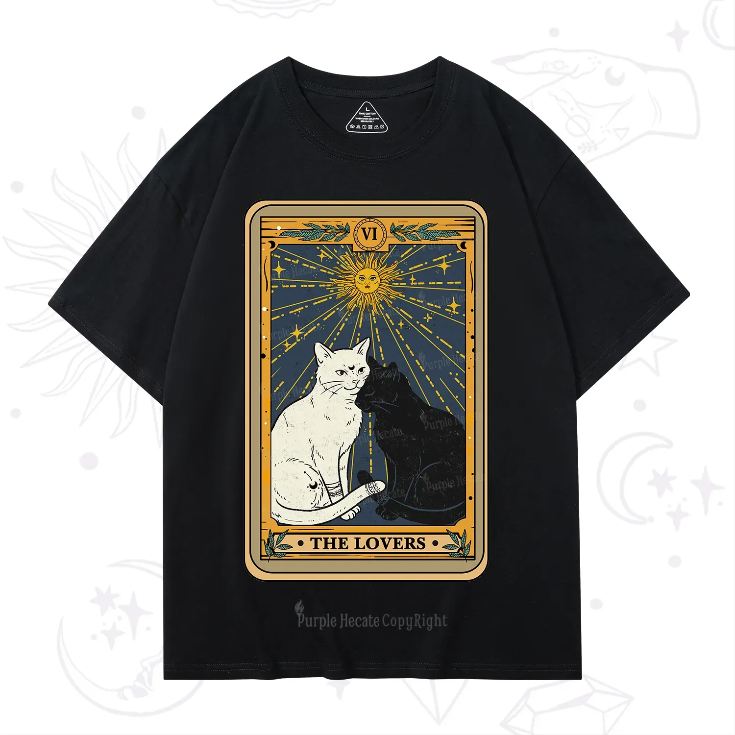 Purplehecate The Lovers Cat Tarot Card T-Shirt