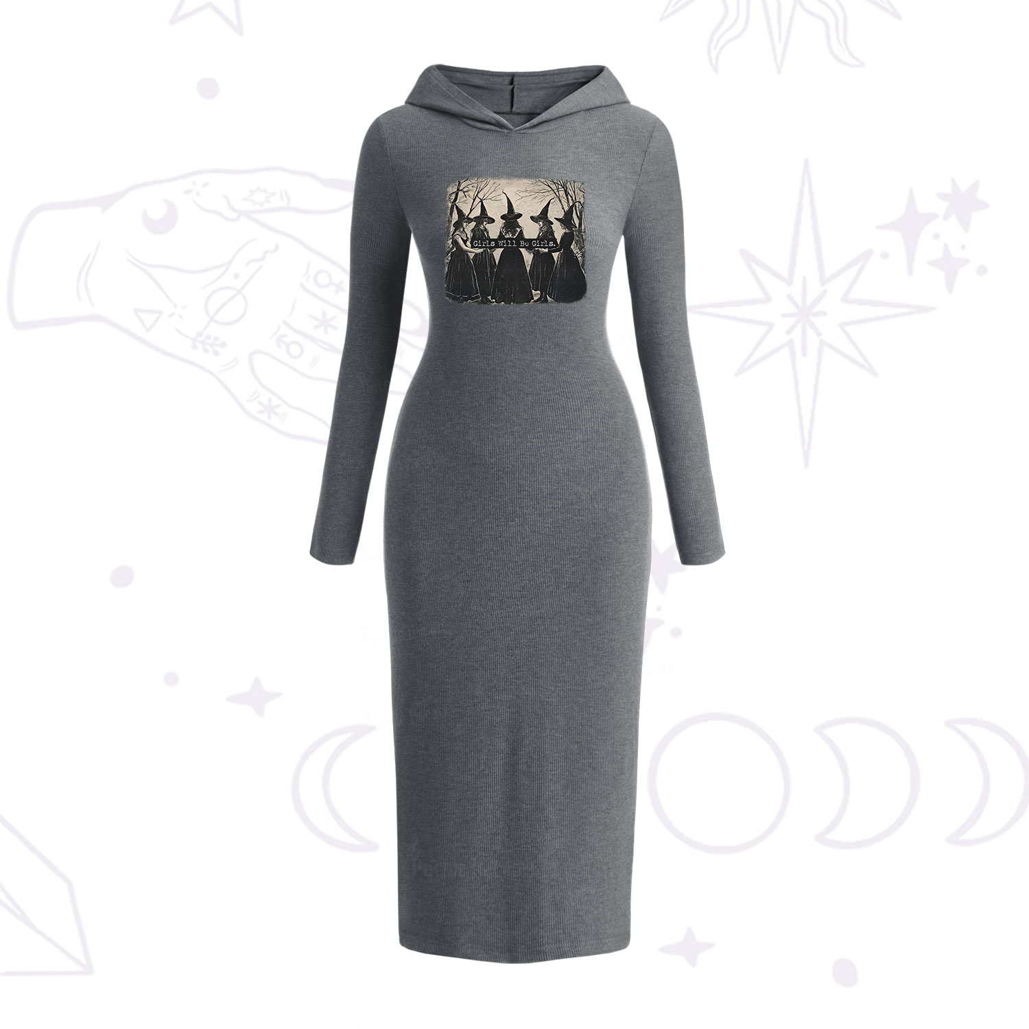 Purplehecate Girls Will Be Girls Witch Hooded Knit Dress