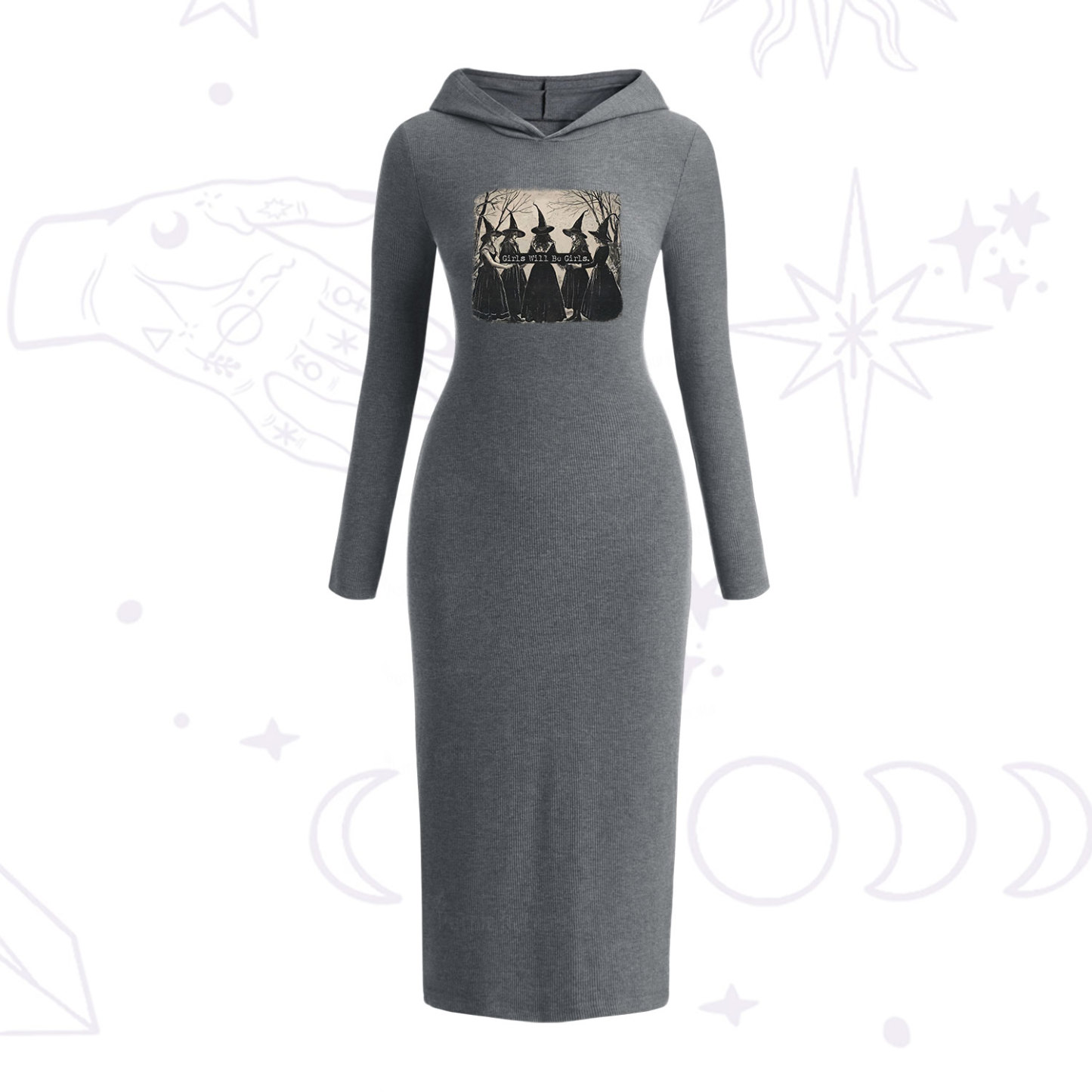 Purplehecate Girls Will Be Girls Witch Hooded Knit Dress