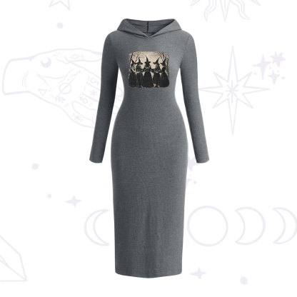 Purplehecate Girls Will Be Girls Witch Hooded Knit Dress
