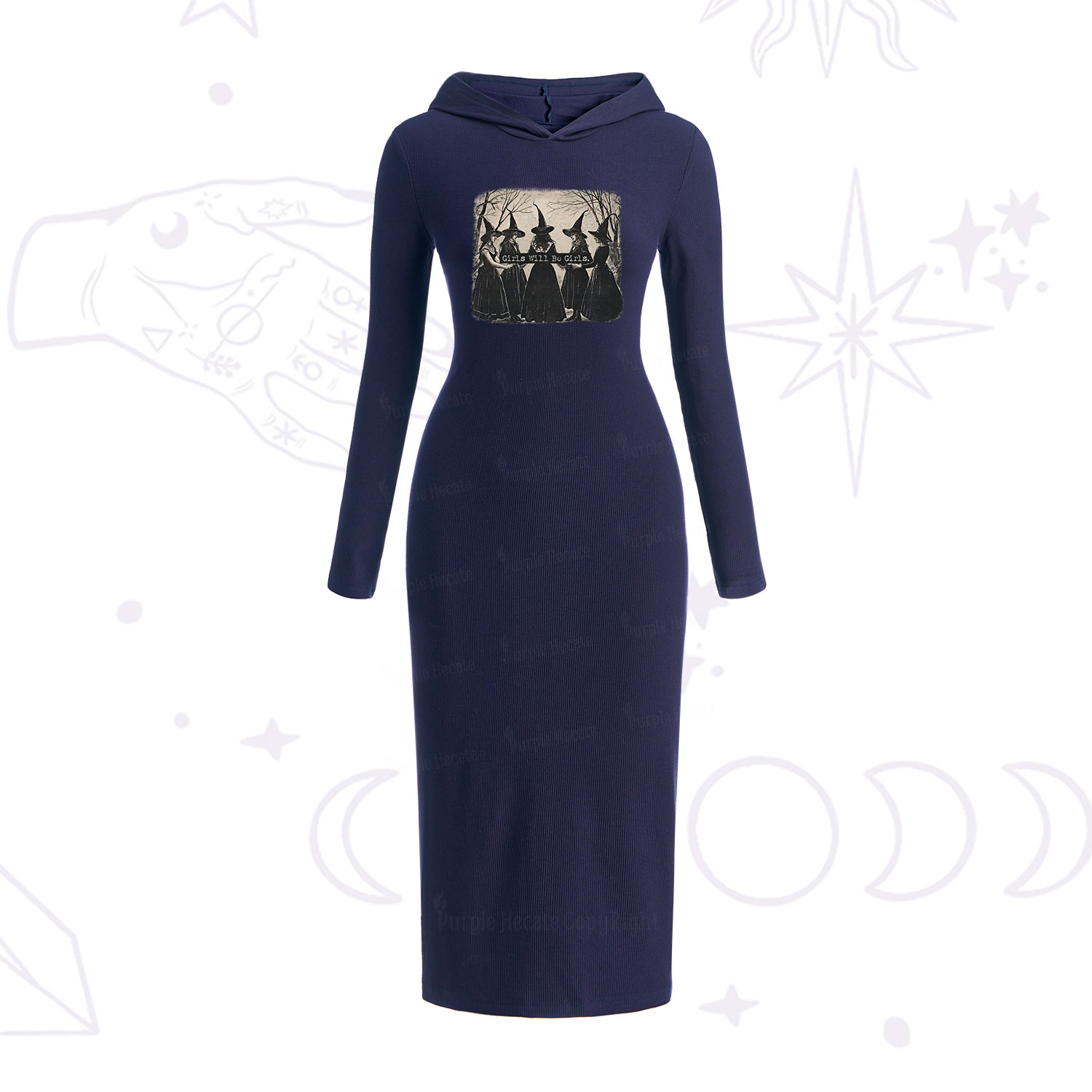 Purplehecate Girls Will Be Girls Witch Hooded Knit Dress