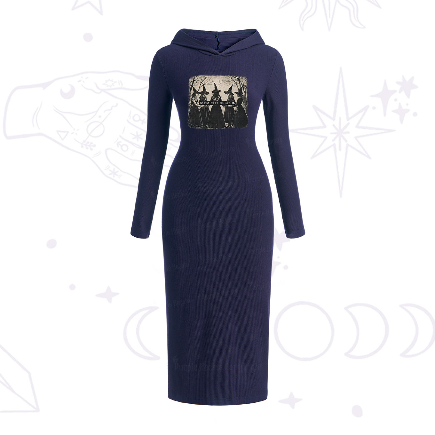 Purplehecate Girls Will Be Girls Witch Hooded Knit Dress
