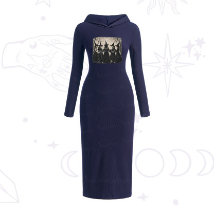 Purplehecate Girls Will Be Girls Witch Hooded Knit Dress