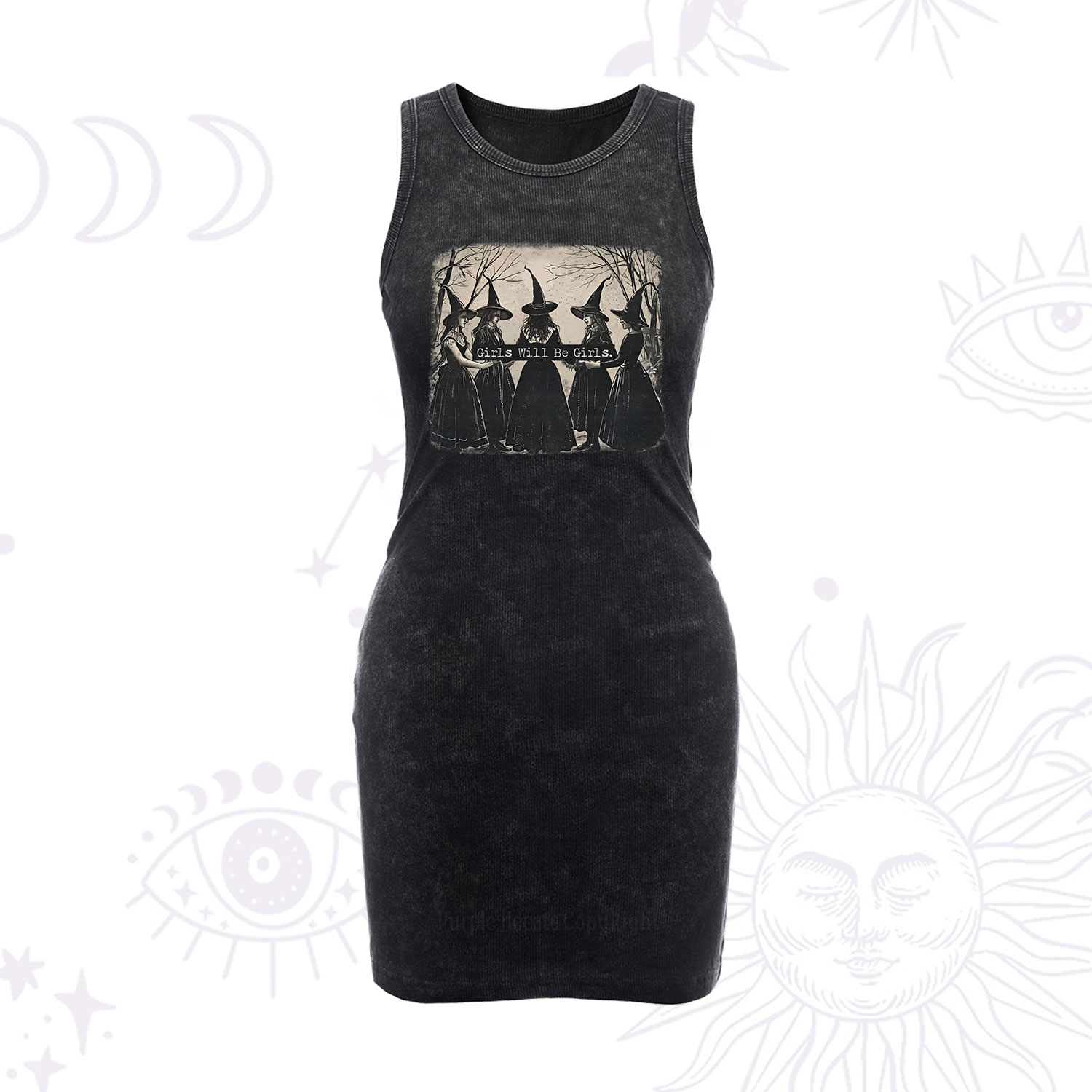 Purplehecate Girls Will Be Girls Witch Vintage Bodycon Tank Dress