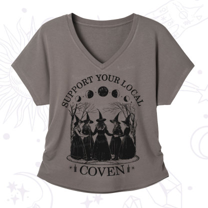Purplehecate Support Your Local Coven V-Neck T-Shirt