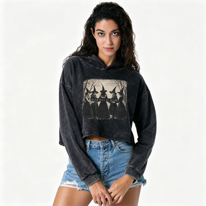 Purplehecate Girls Will Be Girls Witch Washed Cropped Hoodie