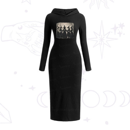 Purplehecate Girls Will Be Girls Witch Hooded Knit Dress