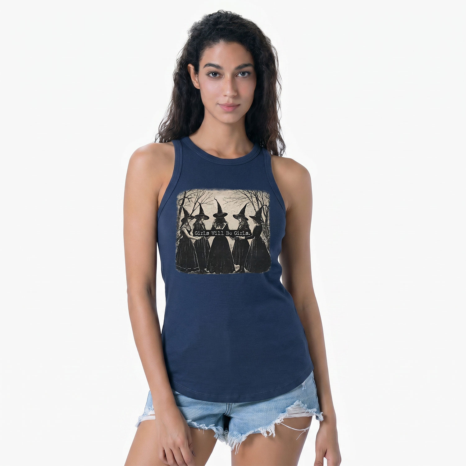 Purplehecate Girls Will Be Girls Witch Ribbed Tank Top