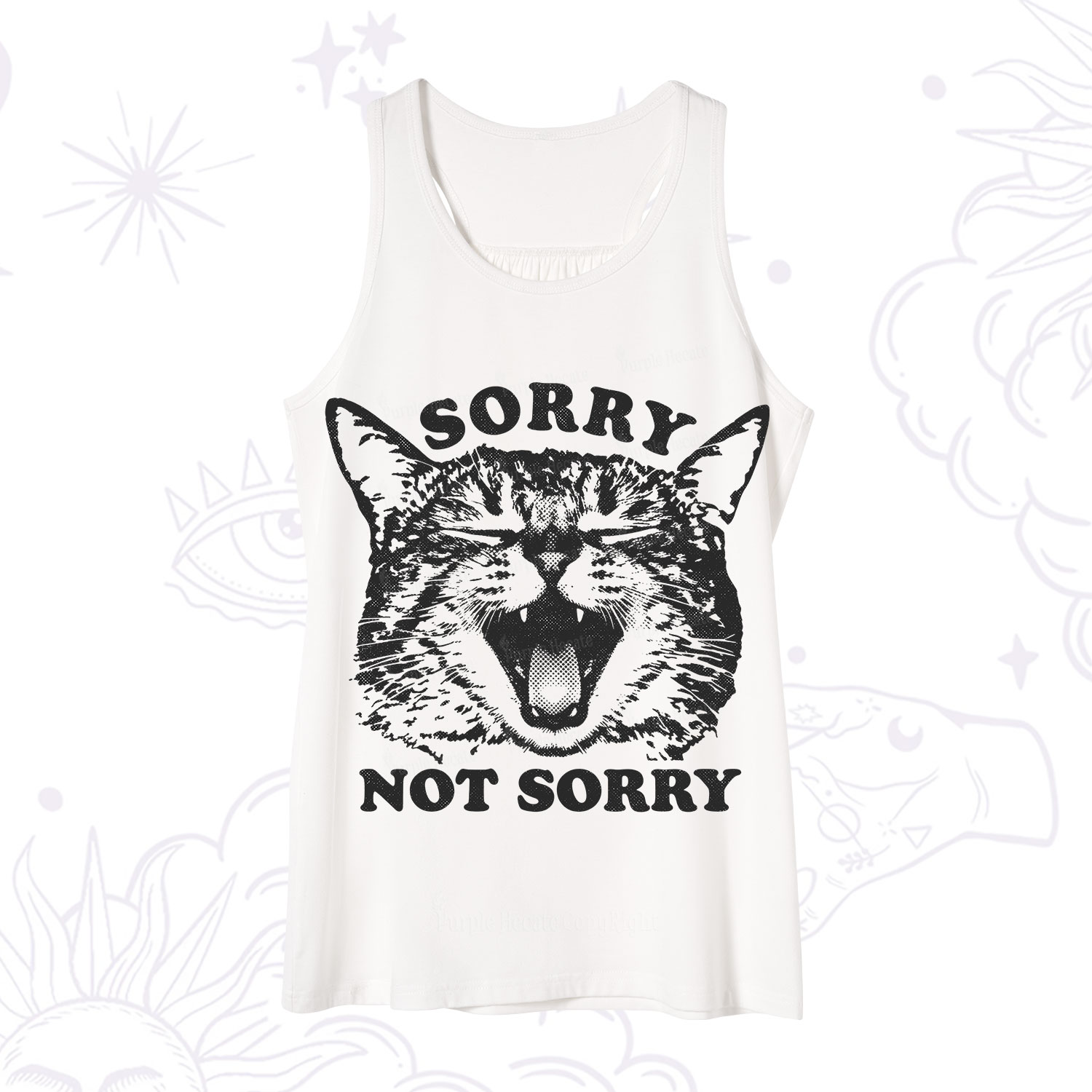 Purplehecate Sorry Not Sorry Funny Cat Tank
