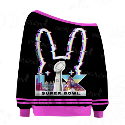 Purplehecate Neon Bunny Beats No.94 Off The Shoulder Graphic Jersey