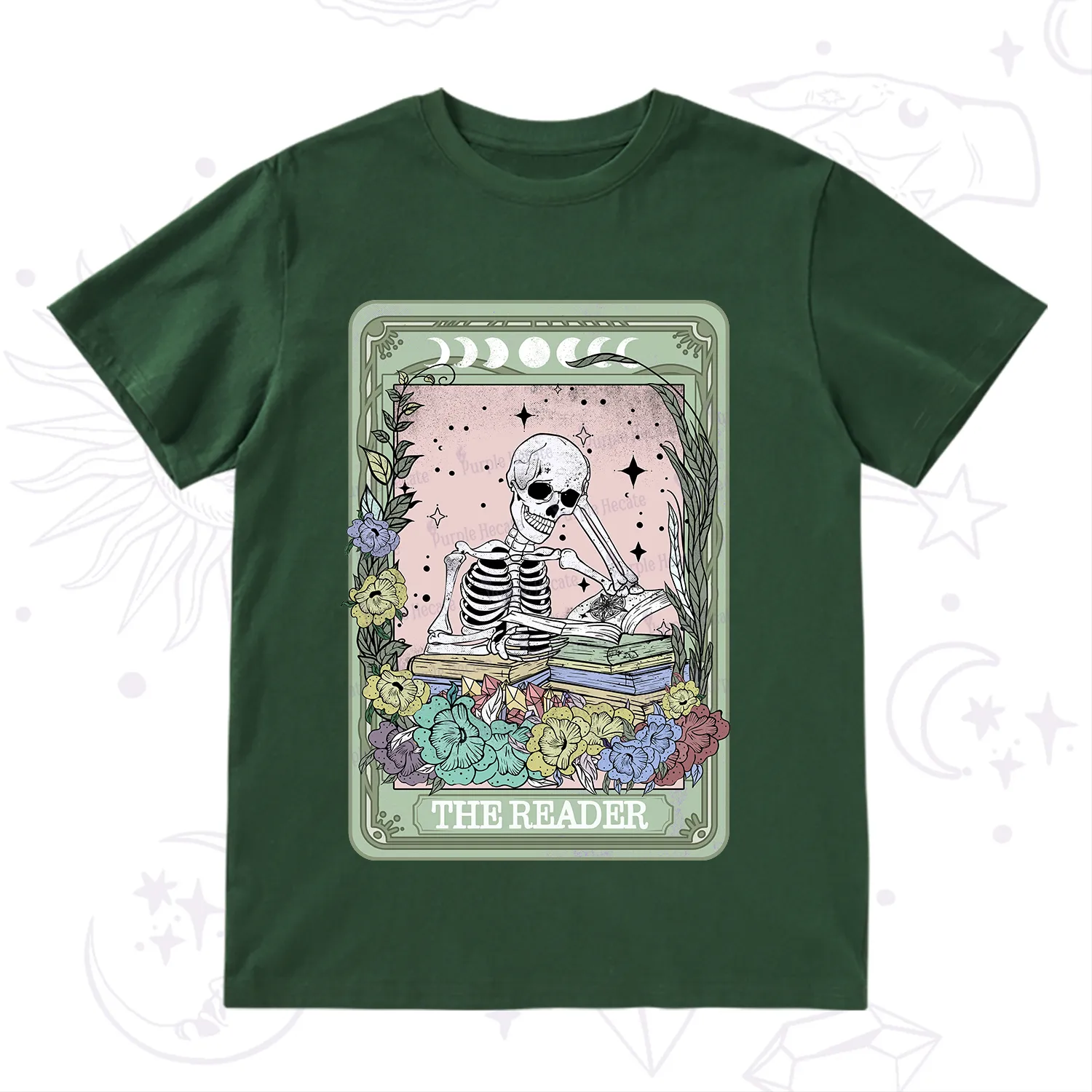 Purplehecate The Reader Bookworm Tarot Skeleton T-Shirt