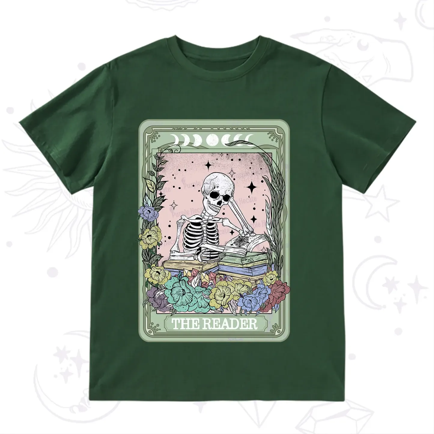 Purplehecate The Reader Bookworm Tarot Skeleton T-Shirt