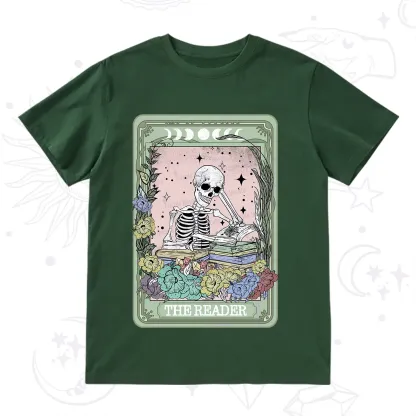 Purplehecate The Reader Bookworm Tarot Skeleton T-Shirt