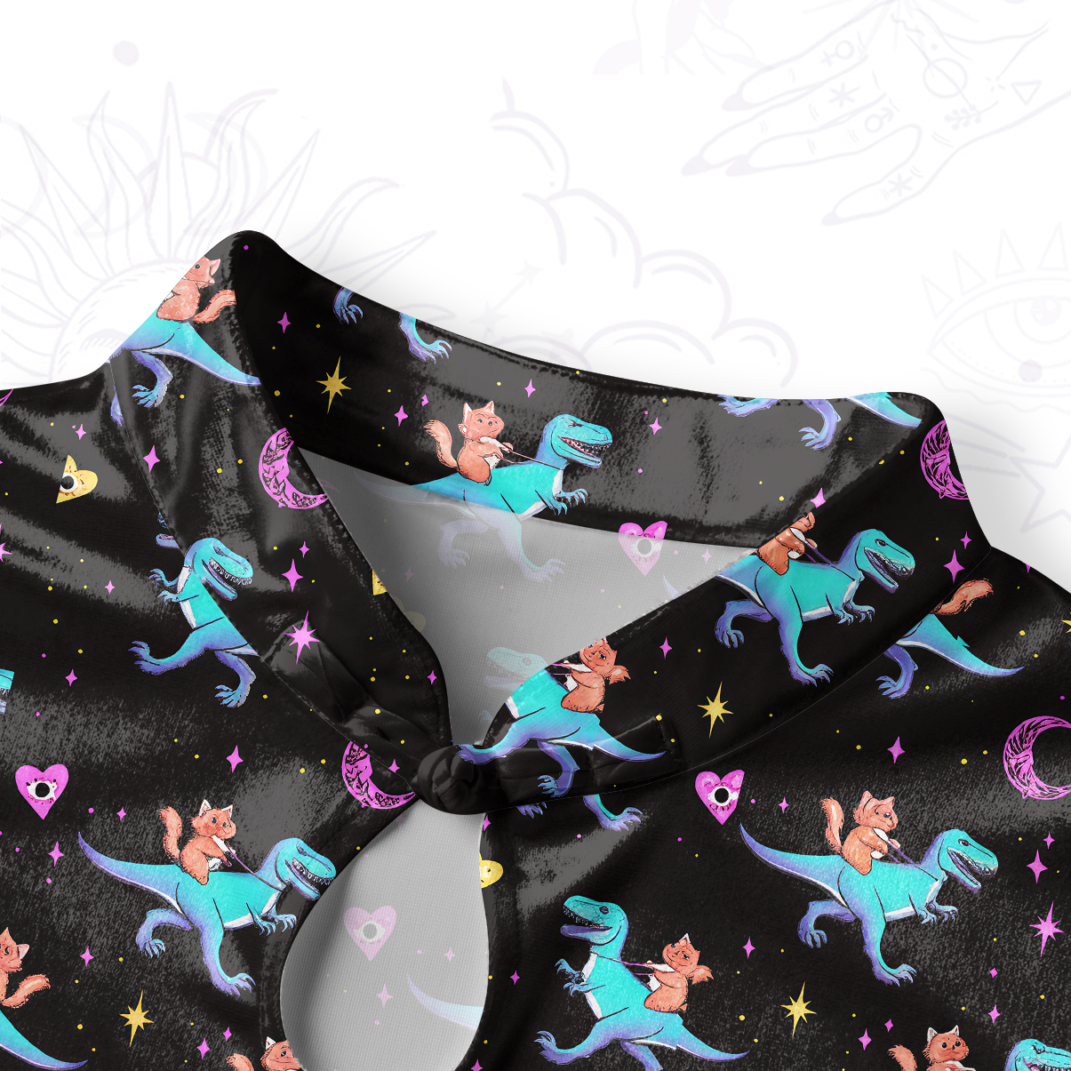 Purplehecate Witch Cat Rides the Dino Velvet Bodycon Dress