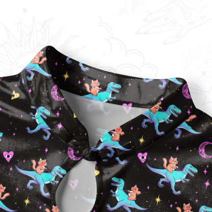 Purplehecate Witch Cat Rides the Dino Velvet Bodycon Dress