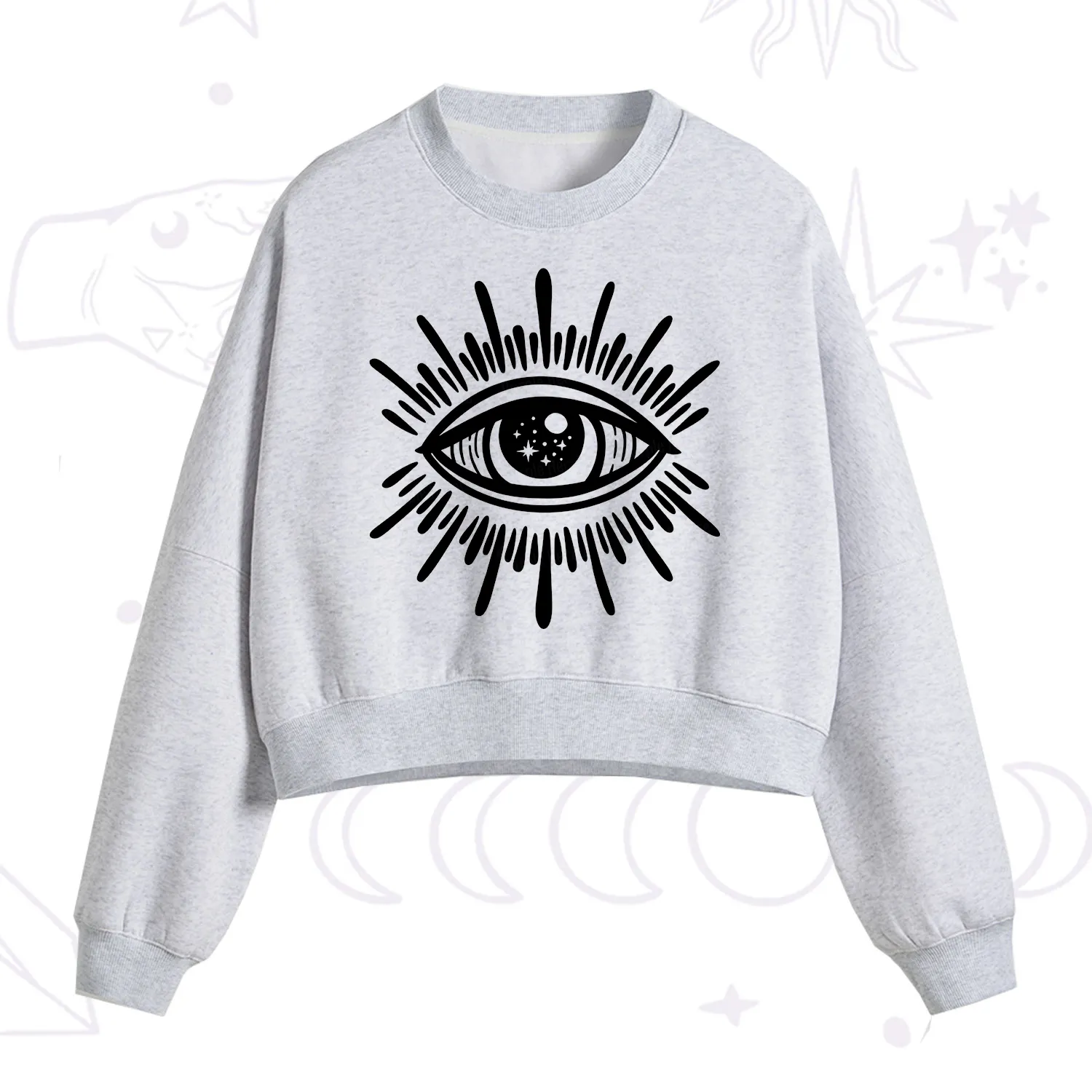 Purplehecate Evil Eye Fleece Cropped Sweatshirt