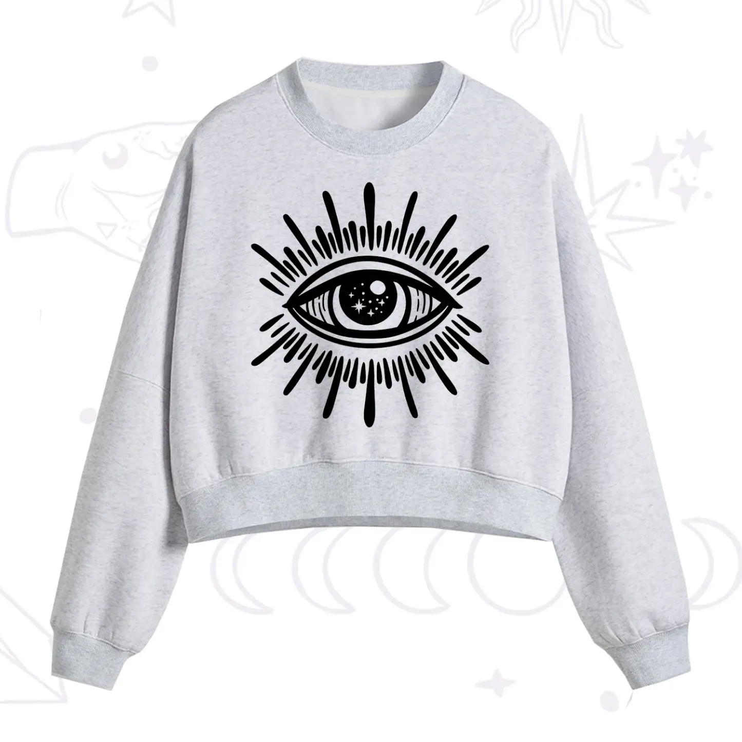 Purplehecate Evil Eye Fleece Cropped Sweatshirt